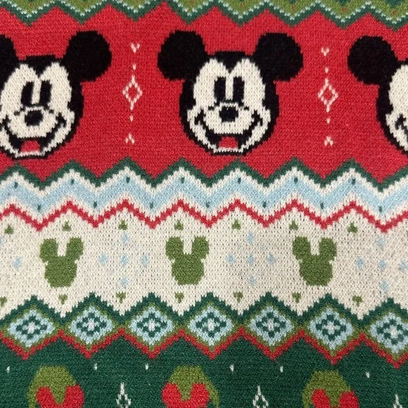 Disney Mickey Mouse Festive Sweater - Red, Green, White - Picture 5 of 6